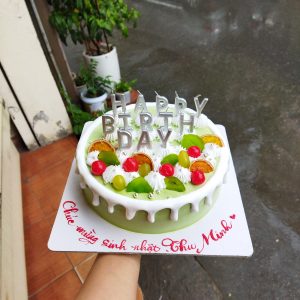 Bánh xanh lá, happy birthday, kem chảy